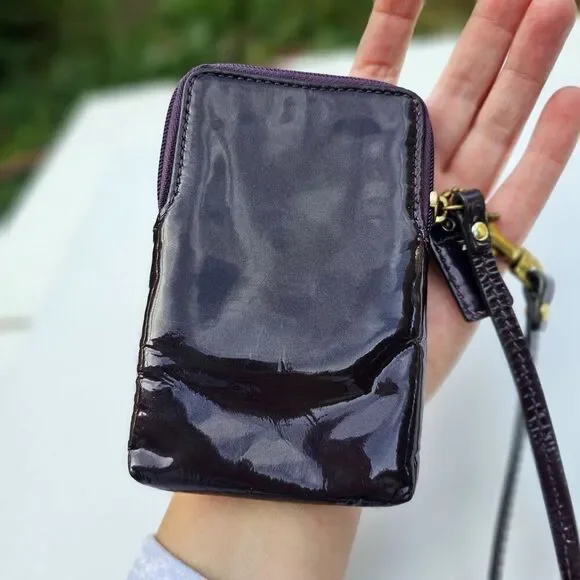 COACH Purple Zip Around Mini Wristlet Clutch Wallet, Pre-owned - Picture 3 of 6